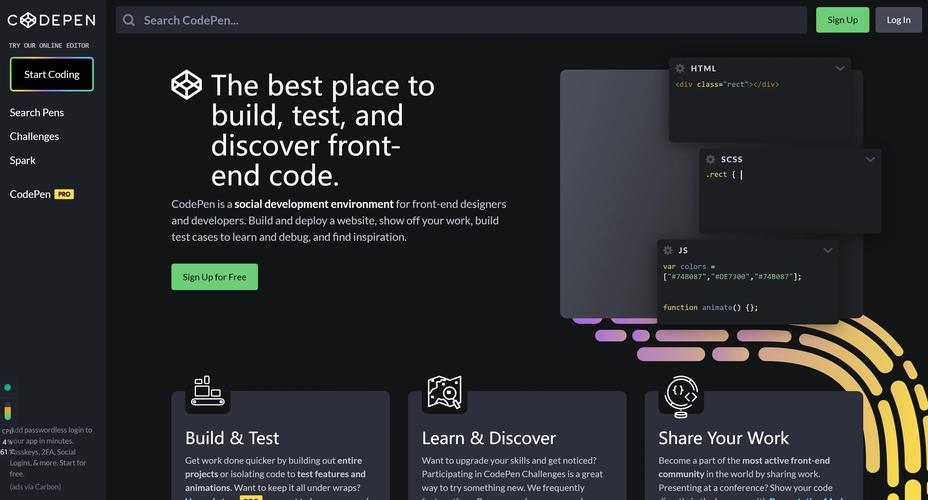 静态网站源码免费下载与CodePen即时预览功能介绍插图 静态网站源码免费下载与CodePen即时预览功能介绍插图
